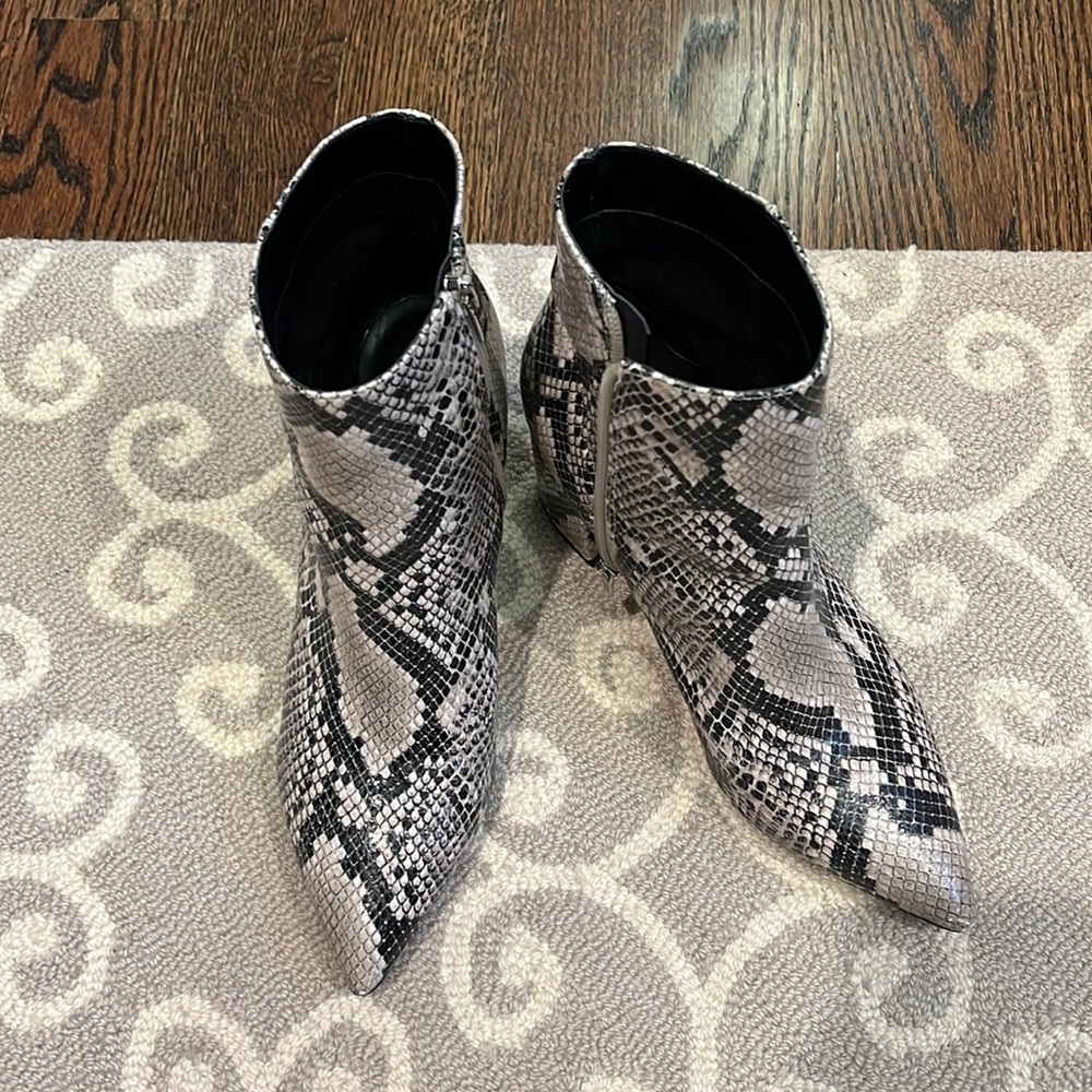 Marc Fisher snake print booties
